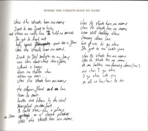 Bono's handwritten lyrics